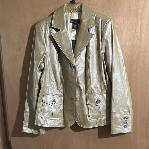 NWT Bradley by Bradley Bayou Gold Leather Women's Jacket - Picture 1 of 9
